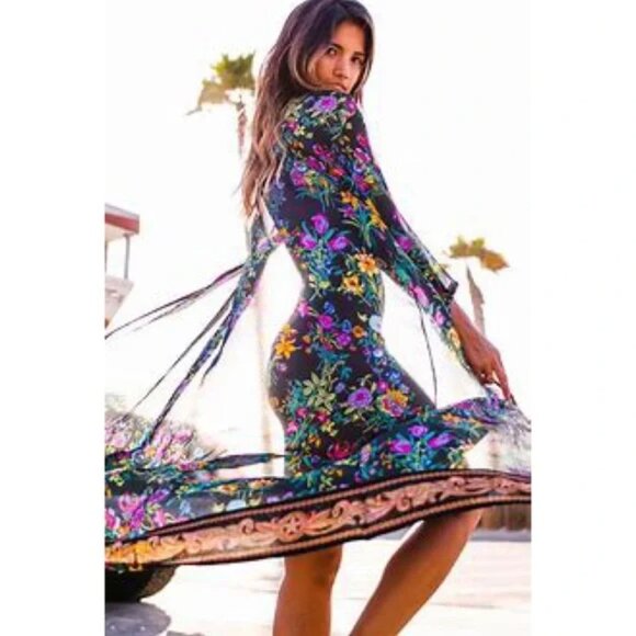 NWT Spell & The Gypsy Queen Duster Kimono Robe Floral Bohemian Longline O/S - Picture 10 of 16